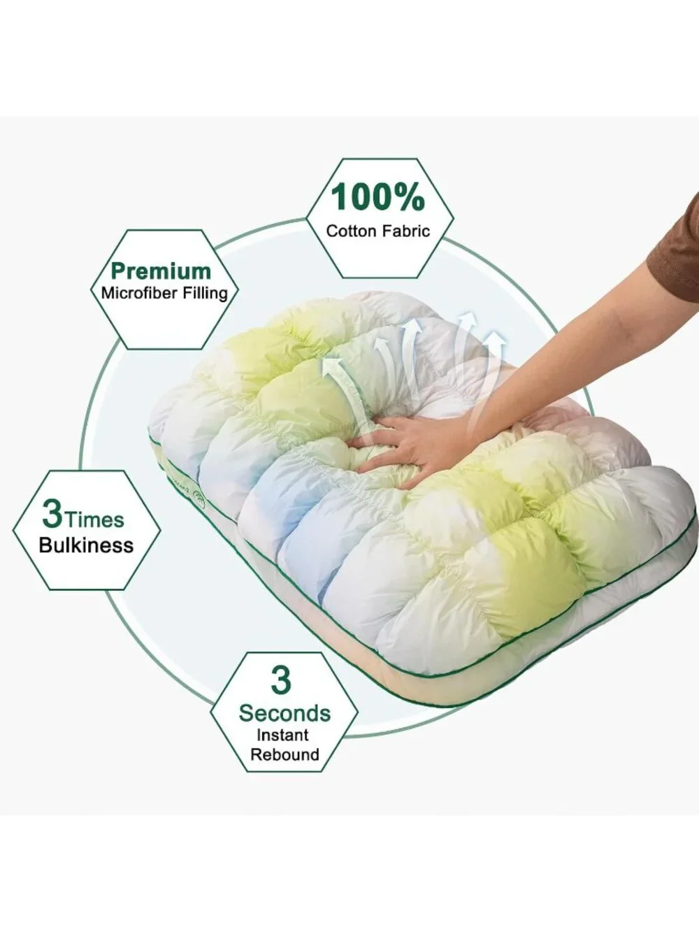 〽️Fluffy Support Bed Pillow Queen Size Rainbow Luxury Hotel Quality Pillow New